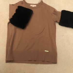 Michael Kors sweater with faux fur sleeves